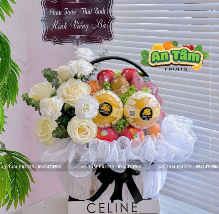 GIỎ TRÁI CÂY FULL TRÁI KHÔNG NHO ĐÁM TANG