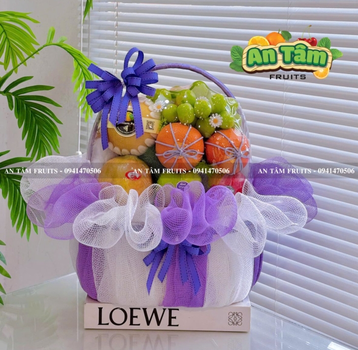GIỎ TRÁI CÂY MÀU TÍM KÍNH VIẾNG