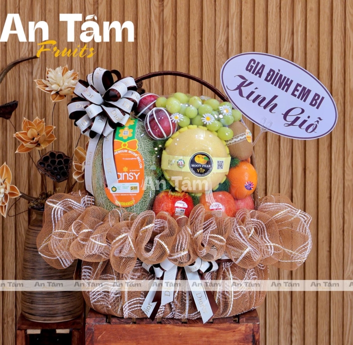 GIỎ TRÁI CÂY TONE NÂU TRẦM KÍNH GIỖ MỚI NHẤT