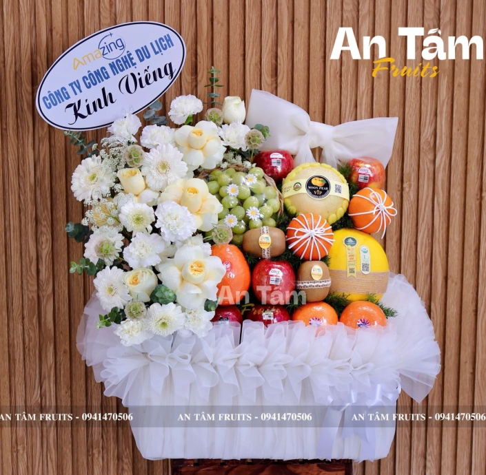 GIỎ TRÁI CÂY CHẤT LƯỢNG MÀU TRẮNG