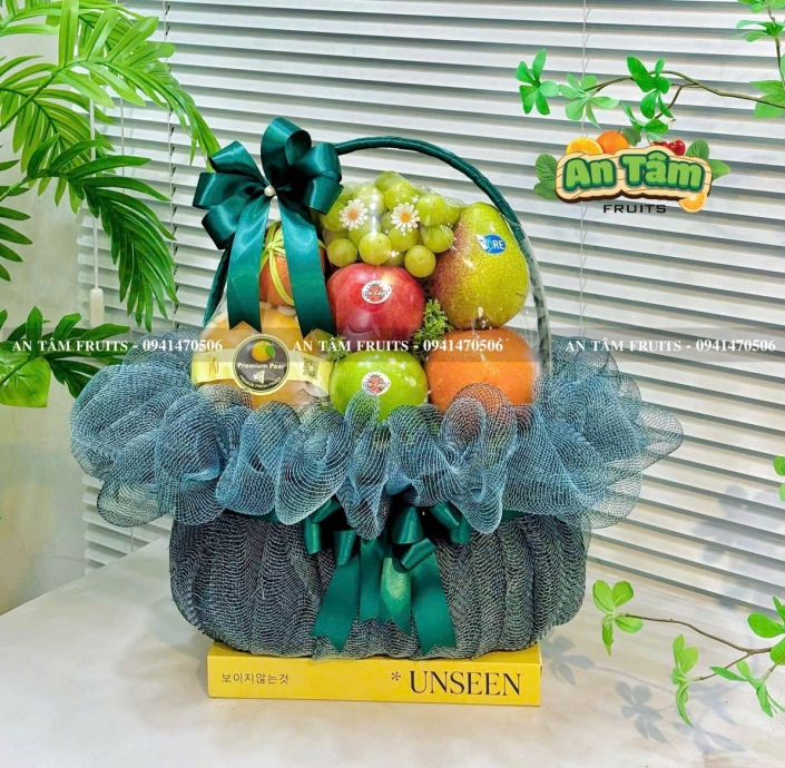 GIỎ TRÁI CÂY TRI ÂN THẦY NGÀY 20 THÁNG 11 TONE XANH LÁ