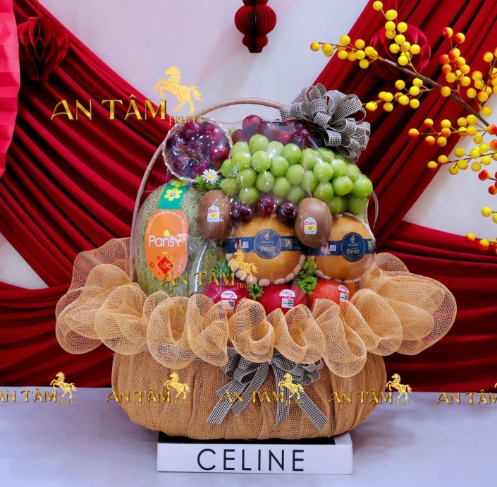 GIỎ TRÁI CÂY SIÊU NẶNG MIX TRÁI CÓ CHERRY DÂNG HƯƠNG 