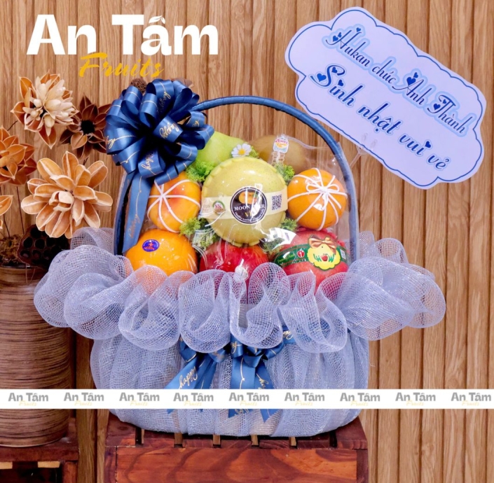GIỎ TRÁI CÂY SINH NHẬT FULL TRÁI KHÔNG NHO 