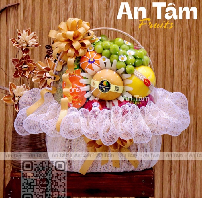 GIỎ TRÁI CÂY FULLTOPING TONE MÀU KEM BESTSELLER