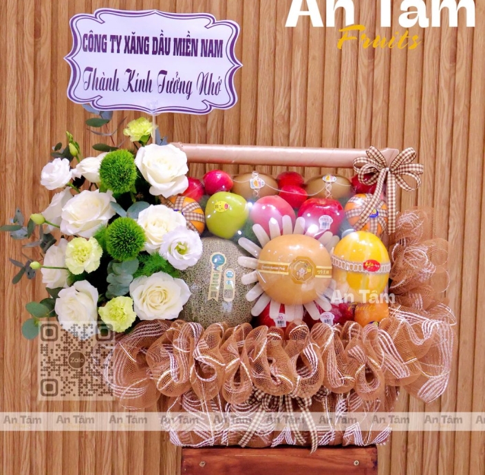 GIỎ TRÁI CÂY FULL TRÁI 2 MẶT VÀ KHÔNG NHO KÍNH GIỖ