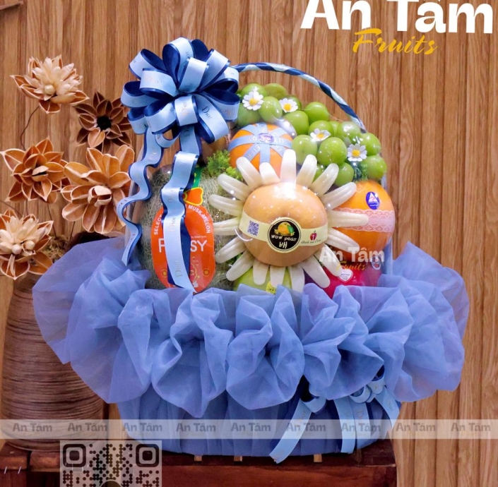 GIỎ DÂNG HƯƠNG KÍNH LỄ TONE XÁM XANH SIÊU SANG 