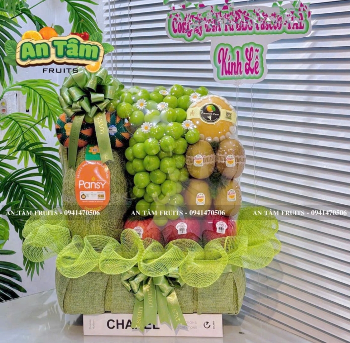 GIỎ TRÁI CÂY FORM VUÔNG KÍNH LỄ TO NẶNG 