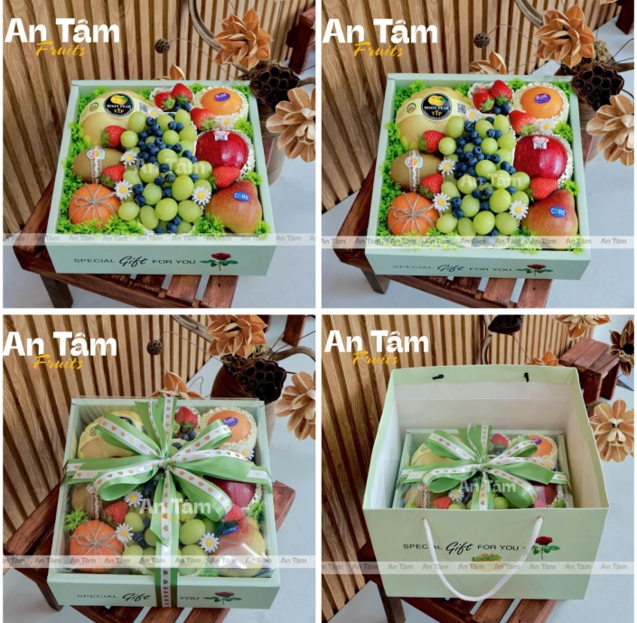 HỘP TRÁI CÂY TONE XANH MINT SIÊU NỊNH MẮT