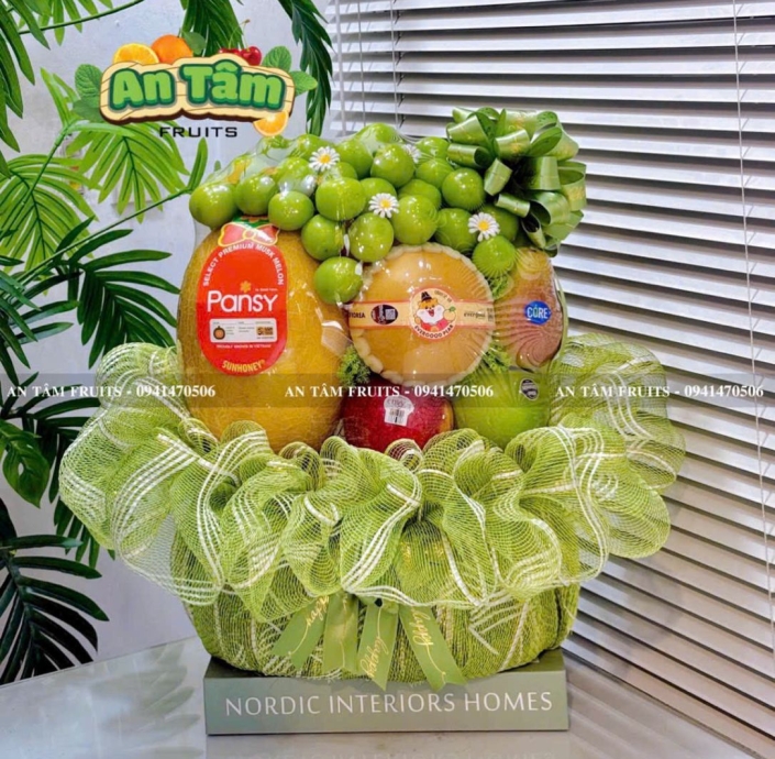 GIỎ TRÁI CÂY TONE XANH LÁ CẢM ƠN BÁC SĨ NAM 
