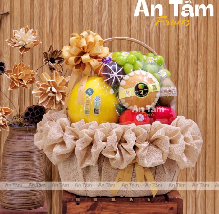 GIỎ TRÁI CÂY TONE NÂU CẢM ƠN BÁC SĨ NAM