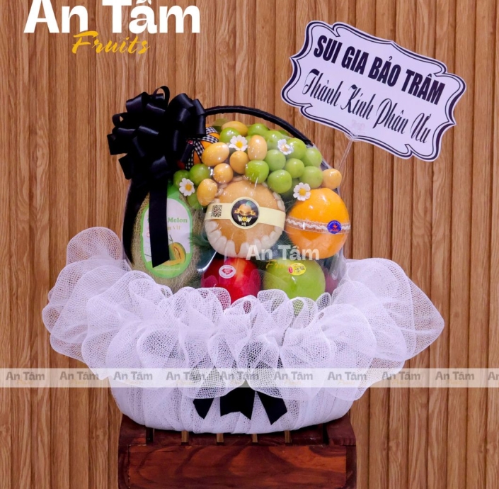 GIỎ TRÁI CÂY KÍNH VIẾNG TRANG NHÃ