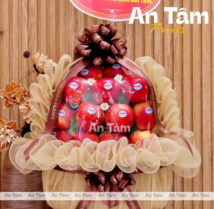 GIỎ TRÁI CÂY FULL TÁO ĐỎ NEWZEALAND 2 MẶT 