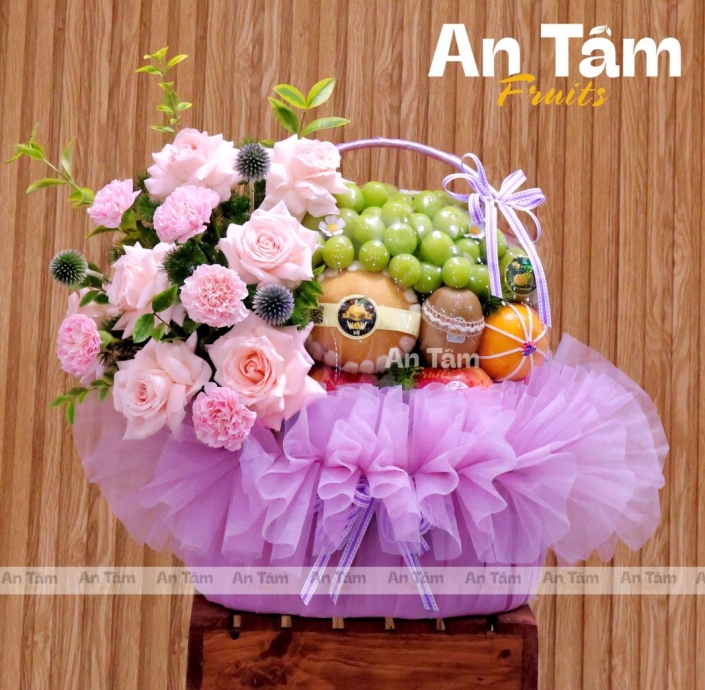 GIỎ TRÁI CÂY TONE TÍM KÍNH LỄ