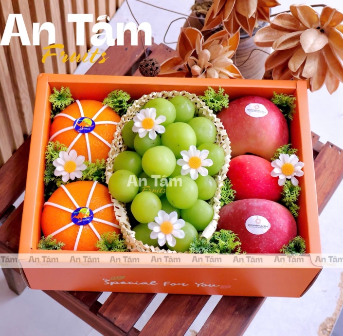 HỘP QUÀ TRÁI CÂY TONE CAM MIX TRÁI 20 THÁNG 10