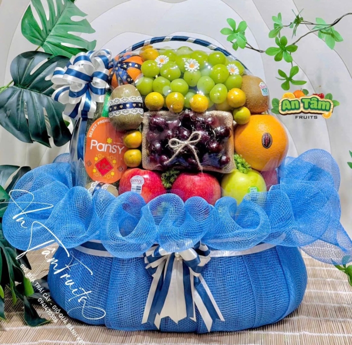GIỎ TRÁI CÂY TONE XANH DÂNG HƯƠNG KÍNH LỄ TRÁI CÂY CHẤT LƯỢNG 