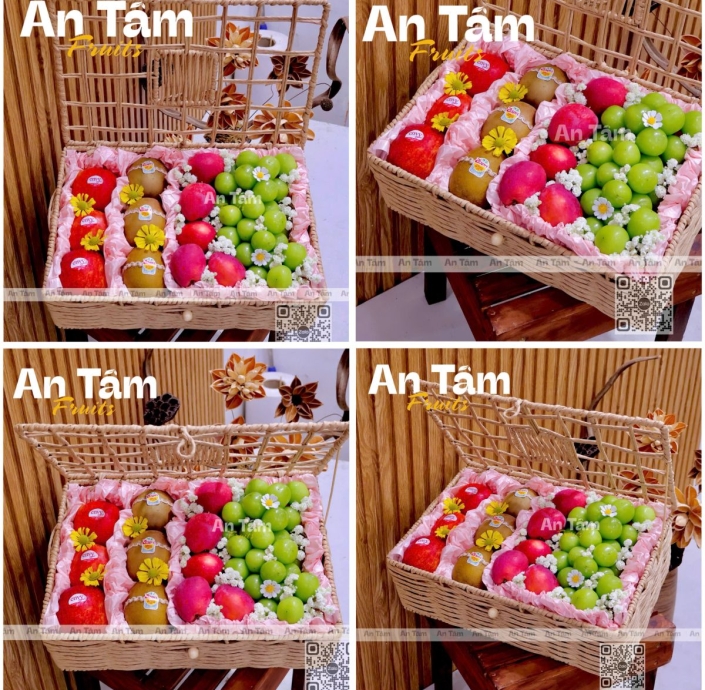 KHAY MÂY VINTAGE NẮP ĐẬY MIX 4 LOẠI TRÁI