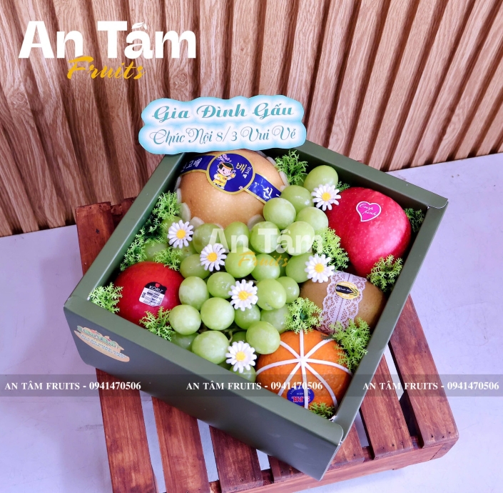 Hộp Quà Trái Cây Tone Xanh Cơ Bản 