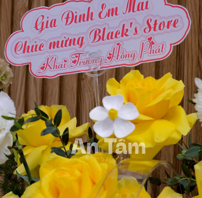 Khay Mica phối hoa trái cây chúc mừng sang trọng