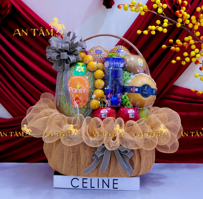 Giỏ trái cây tone nâu kính giỗ