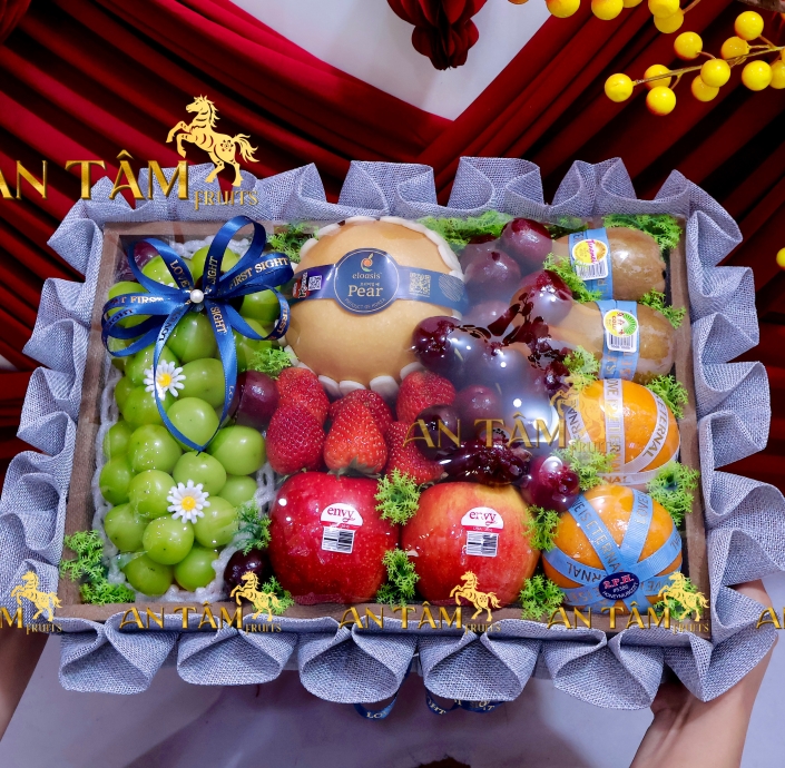 Khay trái cây tone màu đơn giản