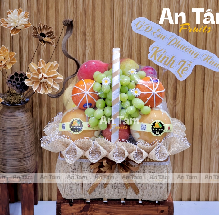 Giỏ trái cây màu dâng hương kính giỗ màu trầm