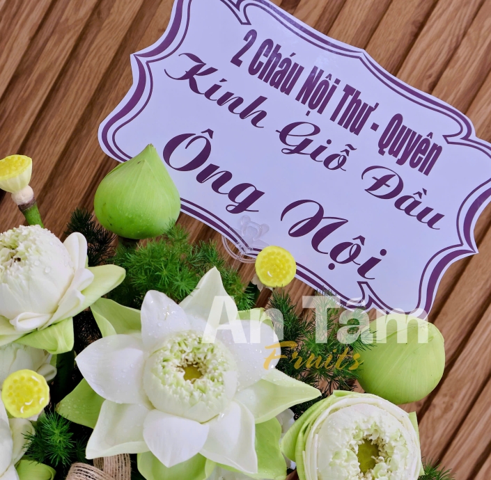 KHAY TRÁI CÂY DÂNG HƯƠNG PHỐI HOA TRANG NGHIÊM