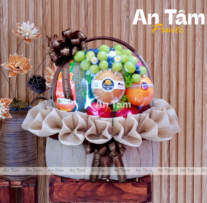 GIỎ TRÁI CÂY TONE NÂU KÍNH LỄ TONE TRẦM