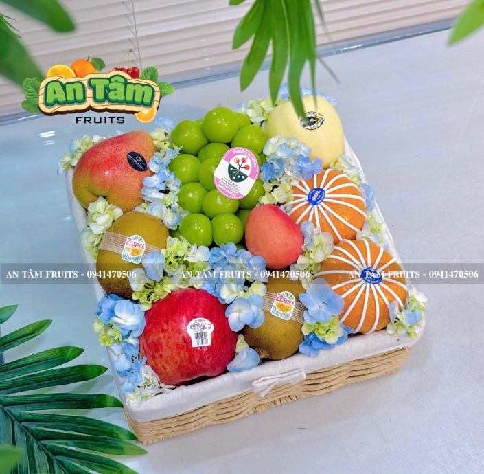 KHAY TRÁI CÂY MIX TRÁI CHẤT LIỆU MÂY SANG TRỌNG