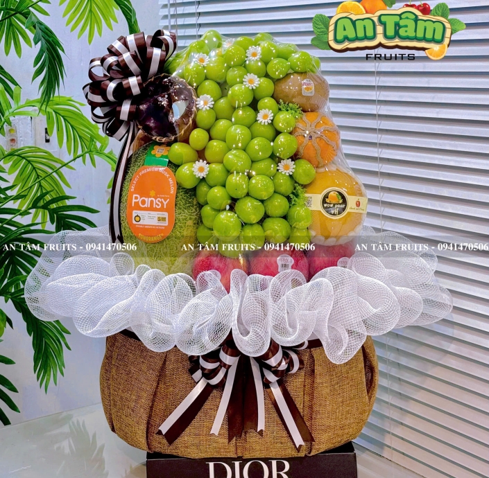 GIỎ TRÁI CÂY QUÀ TẶNG CẢM ƠN TONE MÀU TRẦM 