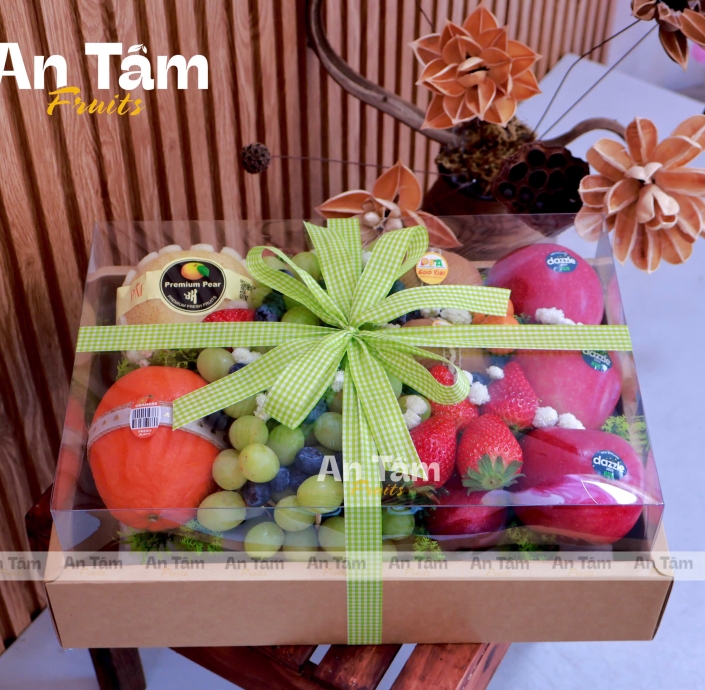 HỘP TRÁI CÂY CHỮ NHẬT MIX ĐA DẠNG TRÁI 