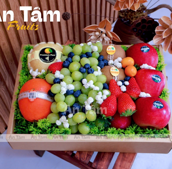 HỘP TRÁI CÂY CHỮ NHẬT MIX ĐA DẠNG TRÁI 