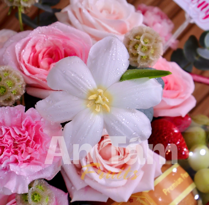 GIỎ TRÁI CÂY PHỐI HOA KIỂU TIỂU THU