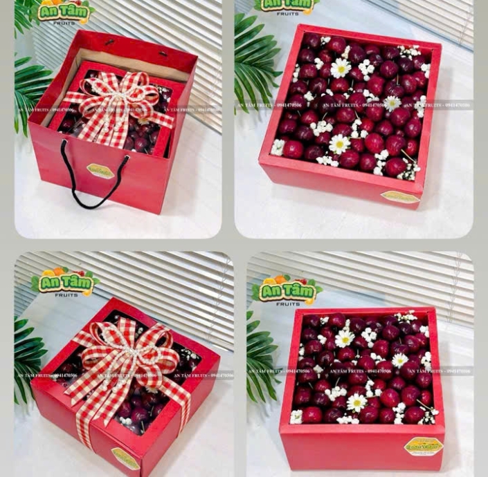 HỘP TRÁI CÂY 2KG CHERRY MỸ BIẾU TẶNG SIÊU SANG
