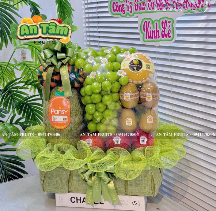 GIỎ TRÁI CÂY FORM VUÔNG KÍNH LỄ TO NẶNG 