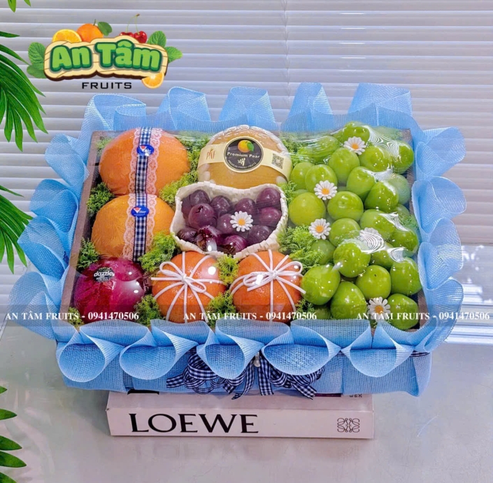 KHAY TRÁI CÂY MIX TONE XANH DA TRỜI 