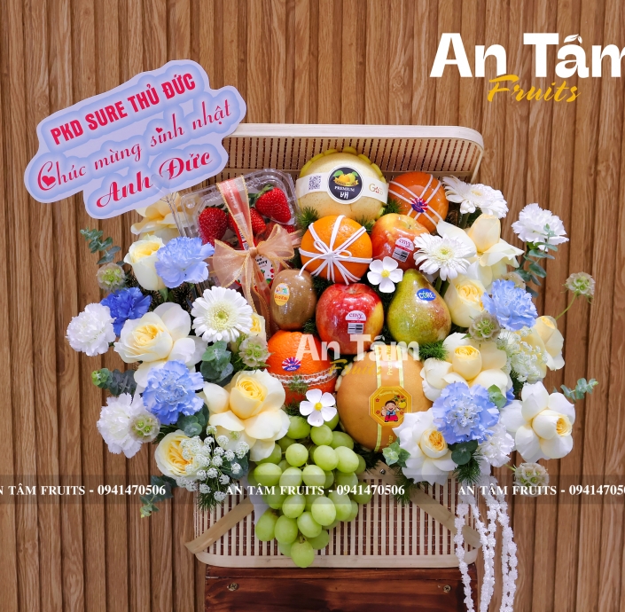 KHAY MÂY PHỐI TRÁI CÂY VÀ HOA HIỆN ĐẠI