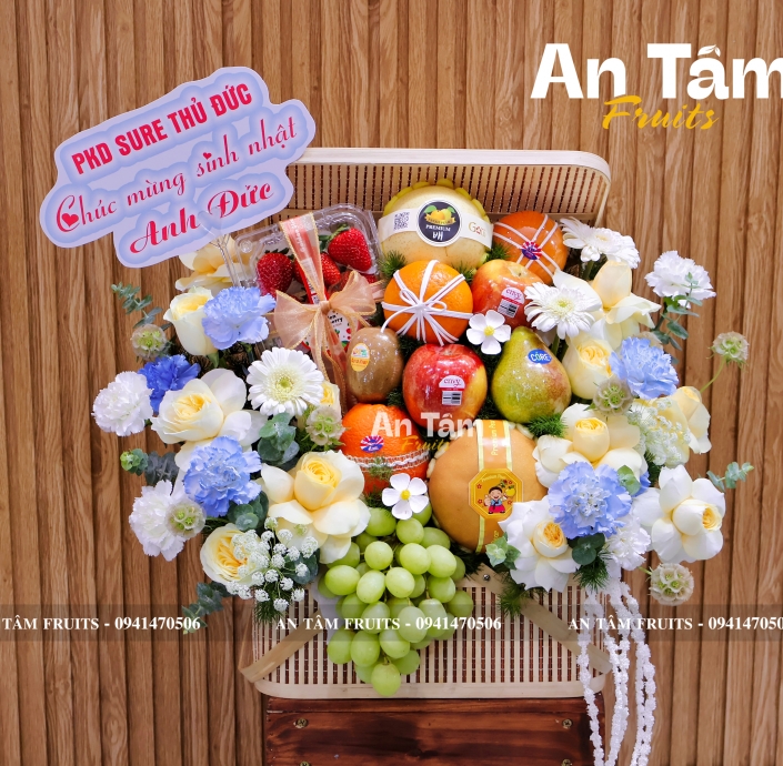 KHAY MÂY PHỐI TRÁI CÂY VÀ HOA HIỆN ĐẠI