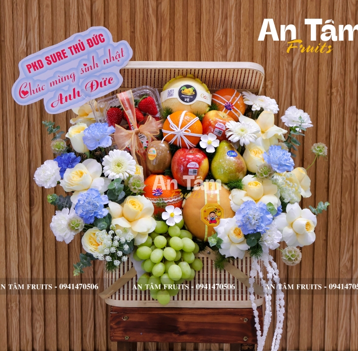 KHAY MÂY PHỐI TRÁI CÂY VÀ HOA HIỆN ĐẠI