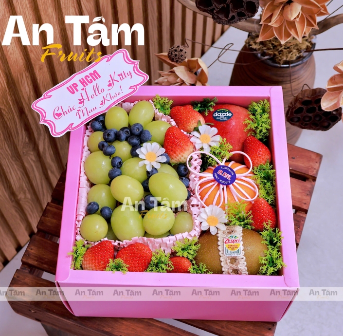 HỘP TRÁI CÂY TONE HỒNG NGỌT NGÀO MIX TRÁI CHẤT LƯỢNG