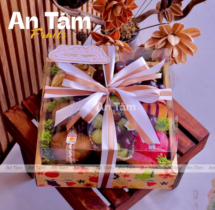 HỘP TRÁI CÂY HỌA TIẾT MIX TRÁI