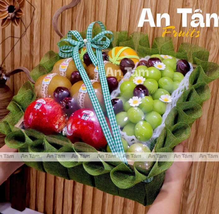 KHAY TRÁI CÂY MIX TRÁI TONE XANH RÊU SIÊU NẶNG TAY