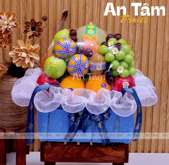 KHAY TRÁI CÂY XÁCH TONE XANH MIX TRÁI SIÊU NẶNG KG