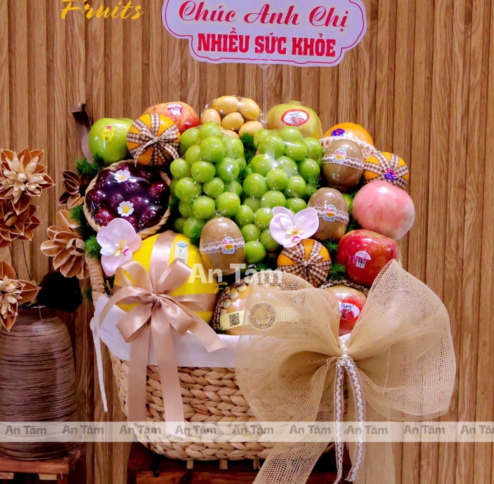 GIỎ MÂY MIX TRÁI CÂY HIỆN ĐẠI ĐƠN GAINR VINTAGE