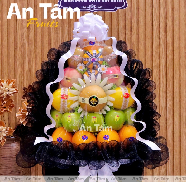GIỎ TRÁI CÂY KÍNH VIẾNG FULL TRÁI 2 MẶT 