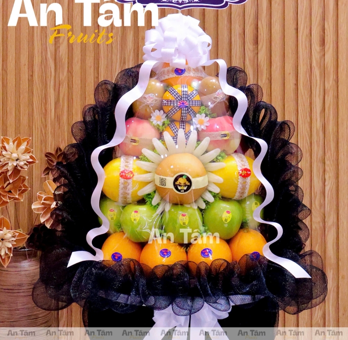 GIỎ TRÁI CÂY KÍNH VIẾNG FULL TRÁI 2 MẶT 