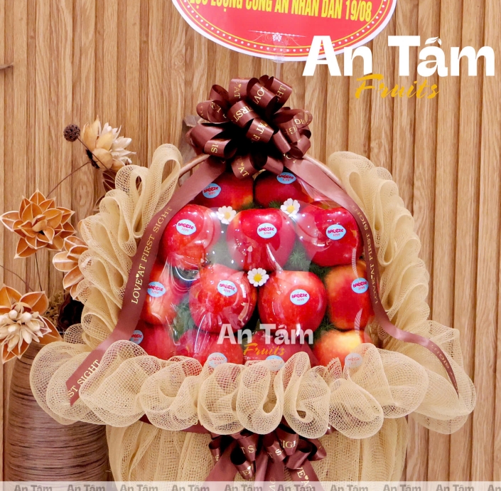 GIỎ TRÁI CÂY FULL TÁO ĐỎ NEWZEALAND 2 MẶT 