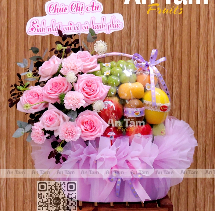 GIỎ TRÁI CÂY TONE HỒNG TÍM NGỌT NGÀO 