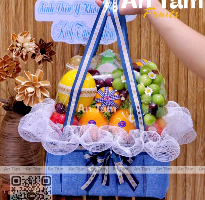 KHAY XÁCH TRÁI CÂY FULL TRÁI 4 MẶT TONE XANH DƯƠNG SIÊU NẶNG