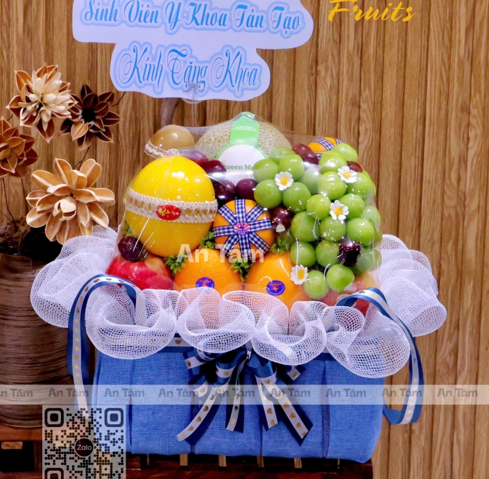 KHAY XÁCH TRÁI CÂY FULL TRÁI 4 MẶT TONE XANH DƯƠNG SIÊU NẶNG