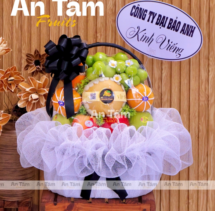 GIỎ TRÁI CÂY KÍNH VIẾNG FULL TRÁI KHÔNG DƯA LƯỚI 
